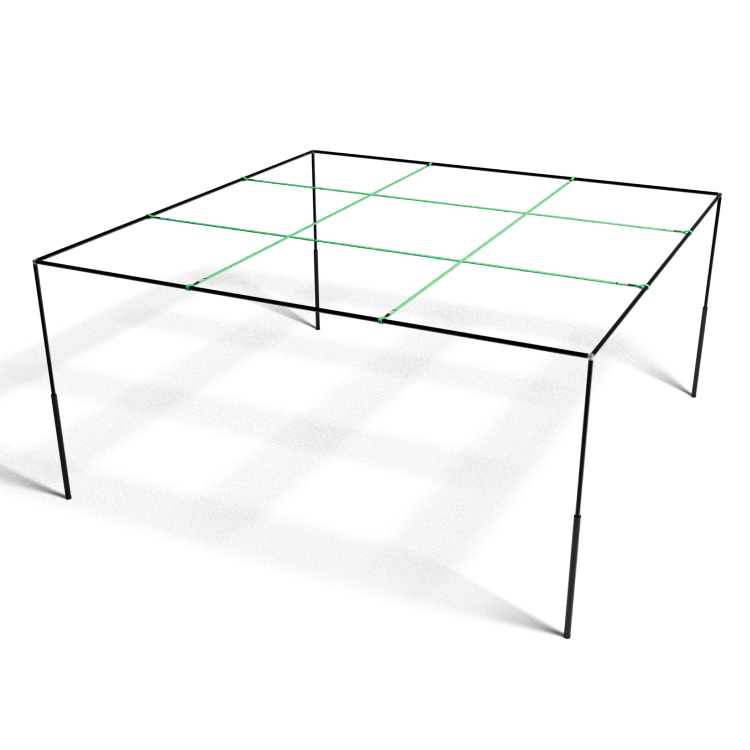 9 Square Game Set: Black Anodized with Green Straps