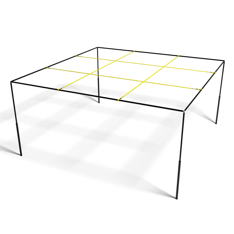 9 Square Game Set: Black Anodized with Yellow Straps